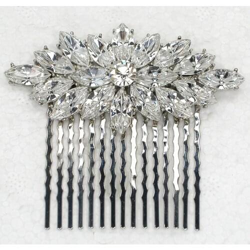12pcs/lot Wholesale Marquise Crystal Rhinestone Flower Hair Comb for Bridal Wedding party Prom L101067