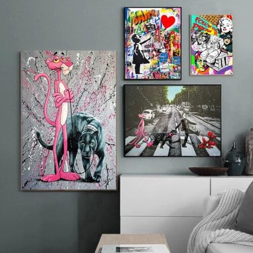 Art canvas painting posters and printing funny monkey graffiti street art wall pictures for modern room decoration