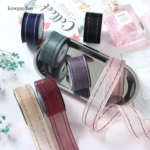 Kewgarden Packing Webbing Stripe Organza Ribbons 1" 1.5" Handmade Tape DIY Hair Bow Accessories Satin Ribbon 5 Meters