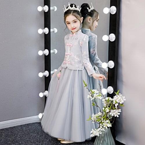 Chinese Traditional Fairy Dress Girls Kids Princess Dresses China Cheongsam New Year Tang Suit Children Qipao