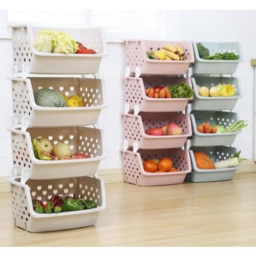 Storage Basket Durable Stackable Storage Basket Hollow Fruit Vegetable Organizer Kitchen Tool Food container rangement