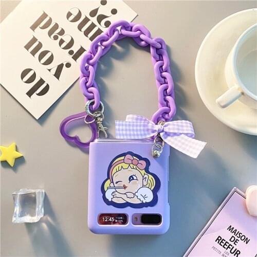 Cute Girl PC Case for Samsung Galaxy Z Flip 5G Hard Plastic Phone Cover for F7000 Coque Folding and Splitting Shell Fashion 2021