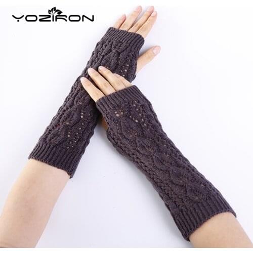 YOZIRON Fashion Spring Autumn Winter Fingerless Gray Gloves For Women Adult Warm Polyester Knitted Girls Mittens