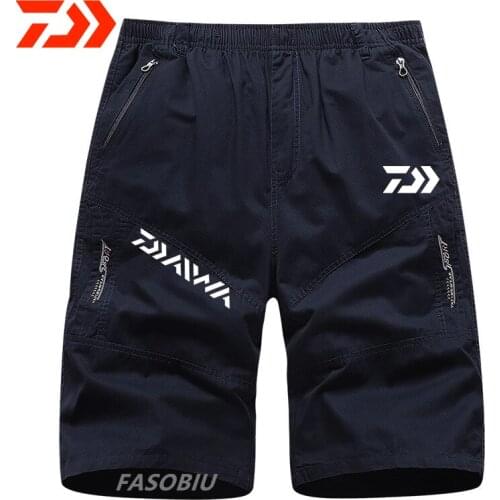 Daiwa Men Summer Breathable Fishing Shorts for Multi-pocket Quick Dry Fishing Clothes Long Shorts Elastic Waist Fishing Pants