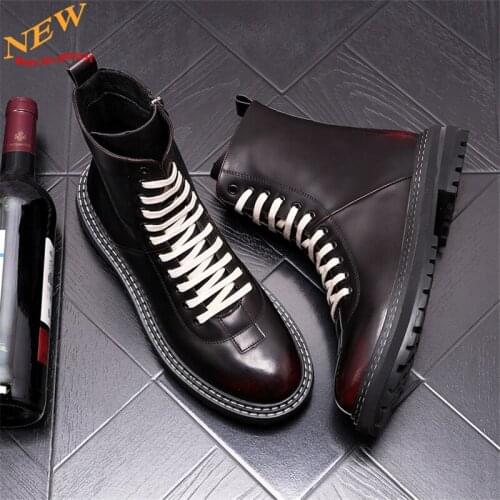 Autumn Fashion Leather Men Martin Shoes HIP HOP Motorcycle SHOES Ankle Boots High Tops Zapatillas Hombre