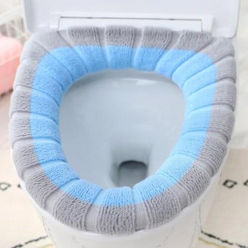 Comfortable Velvet Coral Bathroom Toilet Seat Cover Winter Toilet Cushion Cover Household Closestool Mat Seat Case Lid Cover