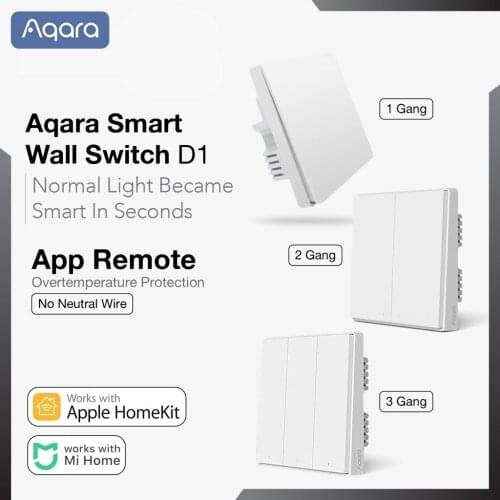 2020 New Aqara Wall Switch D1 ZigBee Smart Light Remote Control Fire/Zero line Wall Switch Work for Mijia App For Apple Homekit