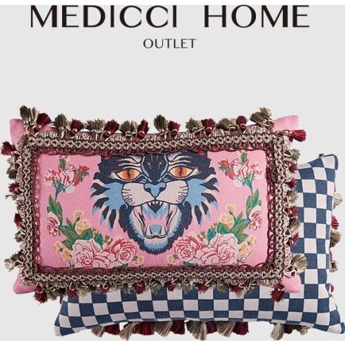 Medicci Home GG Cushion Cover Best Valentines Home Gift Cat Print Design Velvet Throw Pillow Case Luxury Cushions Hand Made