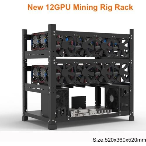 New Open Air Miner Frame Mining Rig 12 GPU Case ETH/ETC/ZEC Ethereum Accessories Tools For Crypto Coin Bitcoin Rack
