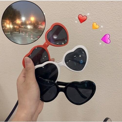 At Night Love Lights Sunglasses Change Heart Diffraction Heart Shaped Love Effects Glasses Watch The Lights Fishing Unisex Glass
