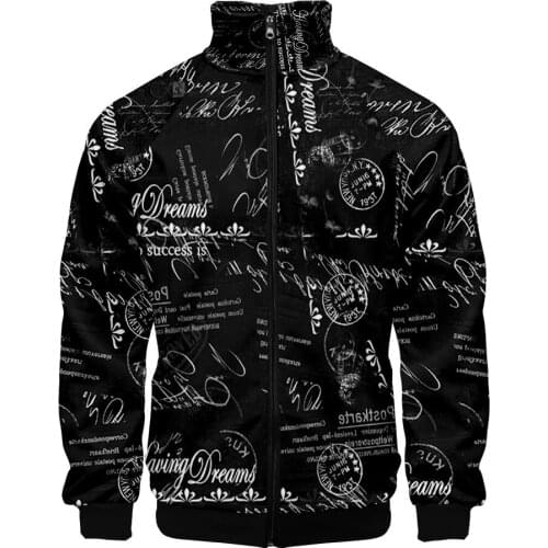 2021 New 3D Print Poster text Zipper Sweatshirt Casual Hoodies Fashion Hip hop Autumn And Spring Sweatshirt jacket Clothes