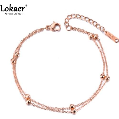 Lokaer Trendy Double Layer Handmade Beads Anklet For Women Barefoot Sandals Bracelet Anklets Foot Gothic Boho Jewelry A21011