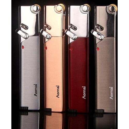 Back Spine Switch Fixed Fire Boutique Creative Ultra-thin Long Grinding Wheel Straight Into The Lighter Tobacco Accessories