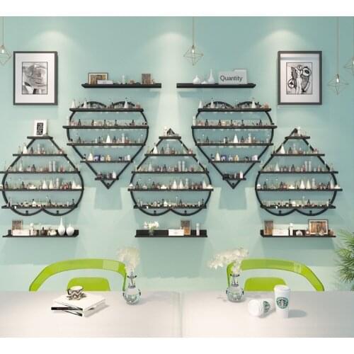 Selected iron frame manicure shelf wall hanging larger storage manicure shop decoration style nail gel display shelf delicate po