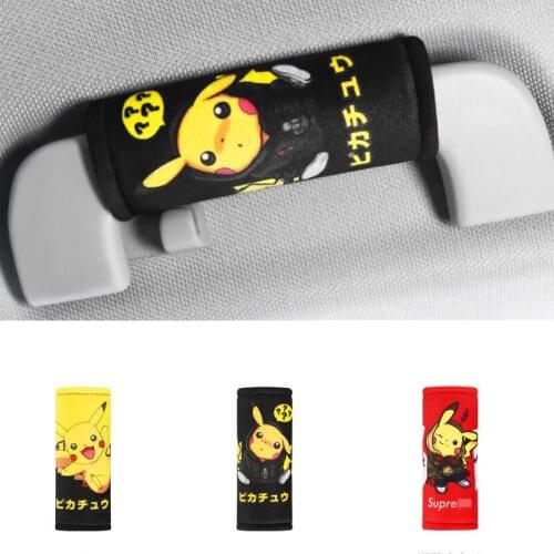 Pokemon Pikachu Universal Car Handle Glove Door Handle Protective Cover Cartoon Roof Armrest Cover Cute Car Interior Decoration