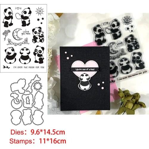 Panda Clear Stamps and Metal Cutting Dies DIY Scrapbooking Paper Photo Album Crafts Seal Punch Stencils