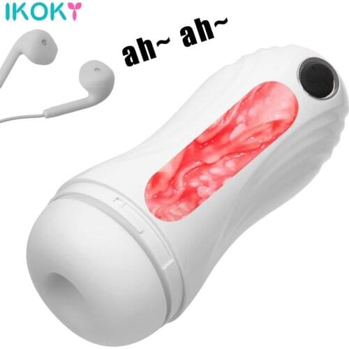Vagina Real Pussy Sex Toys For Men Male Masturbation Cup Penis Sucking Stimulator 10+6+1 Modes Vibrator With Earphone