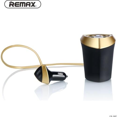 Remax original 3.4A Smart Car Charger & Cigarette Lighter Adapter with LED display 3 USB Port Dual Charger Port for iPhone