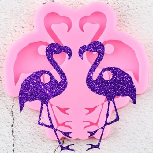 Super Glossy Flamingo Shape Earrings Silicone Mold Keychain Epoxy Craft Resin Molds DIY Handmade Jewelry Pendant Necklace Mould