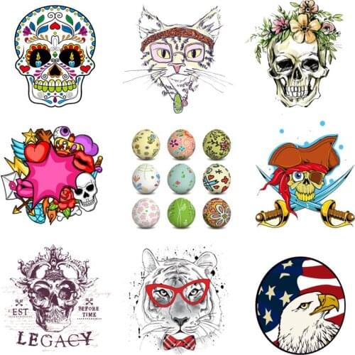 Iron-on Transfers for Clothing Patches Clorhing Stickers Stripe Rock Diy Appliques Skull Patch Fusible Vinyle Thermocollant C