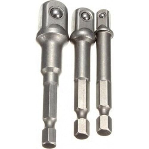 3pcs Impact Socket Adapter Hex Shank Power Drill Adapter 1/2" 1/4" 3/8"Impact Driver Extension Bits