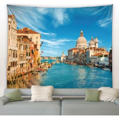 Venice Water City Wall Hanging Denmark Fairy Tale Cruise Ship Landscape Tapestry Hippie Bedroom Bohemian Home Room Decoration