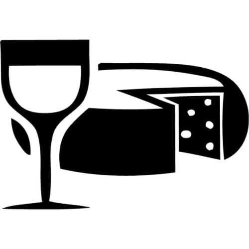 14cm*9.5cm Wine Glass And Cheese Car Sticker Decor Car-Styling Vinyl Decal