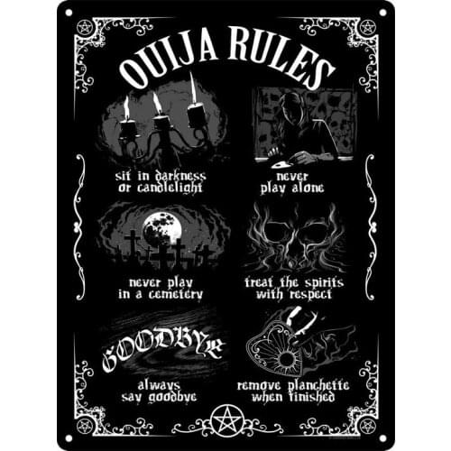 Tin Sign Ouija Board Rules Vintage Iron Painting Metal Plate Novelty Decor Club Cafe Bar