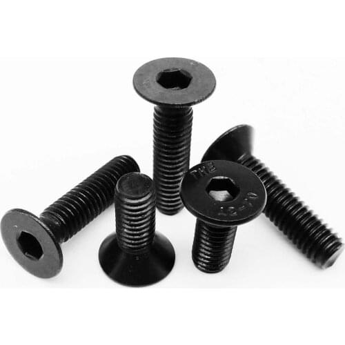 10/100pcs GB70.3 M2 M2.5 M3 M4 Black 304 A2-70 Stainless Steel Hexagon Hex Socket Flat Countersunk Head Screw Bolt High Quality