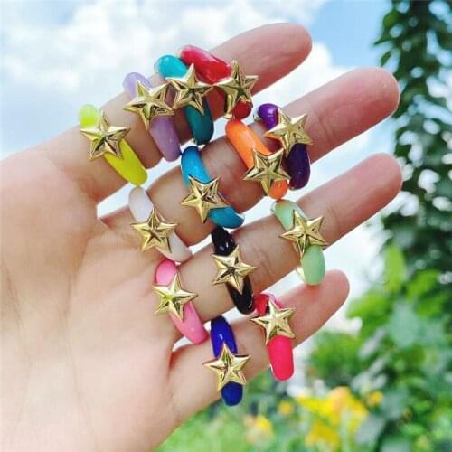 10pcs/lot Hot!!! Colorful enamel ring, plated star shape enamel jewelry,new design women’s love rings wholesale