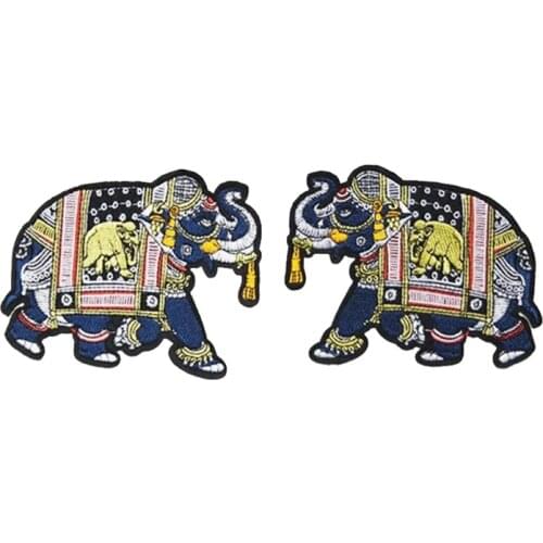 2Pack Elephant Embroidered Badge Iron on Sew on Patch for Clothes Jackets Jeans Backpack