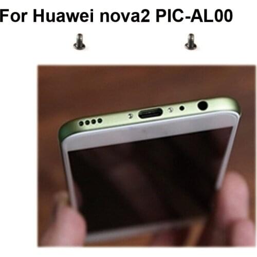 2PCS silver /Gray For Huawei nova 2 Buttom Dock Screws Housing Screw nail tack For Huawei nova2 PIC-AL00 5.0 inch Mobile Phones