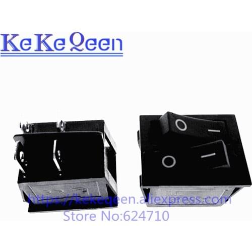 5PCS/LOT KCD6 25x31mm Black Big Rocker Switches Two-Way Switch 4 Pin 2 Position 15A 250V 20A 125VAC ON-OFF