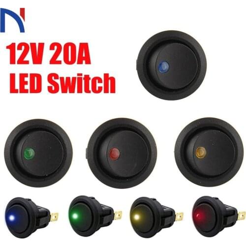 5pcs LED Switch 3 pins ON-OFF Rocker Switch 12V led rocker switch Led Dot Light LED illuminated Car Dashboard Dash Boat Toggle