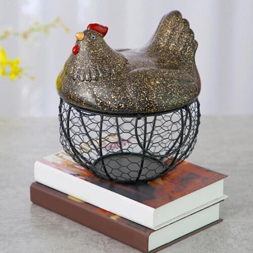 50% Dropshipping!!Ceramic Egg Basket Nice-looking Creative Decorative Iron Organizer Egg Fruit Sundries Storage Basket for Home