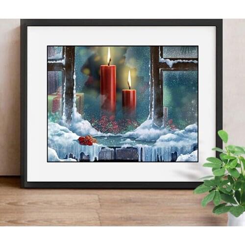 Mosaic Cross Stitch Cartoon Full Square/Round Drill DIY Diamond Painting Winter Diamond Embroidery Candle Decoration Home