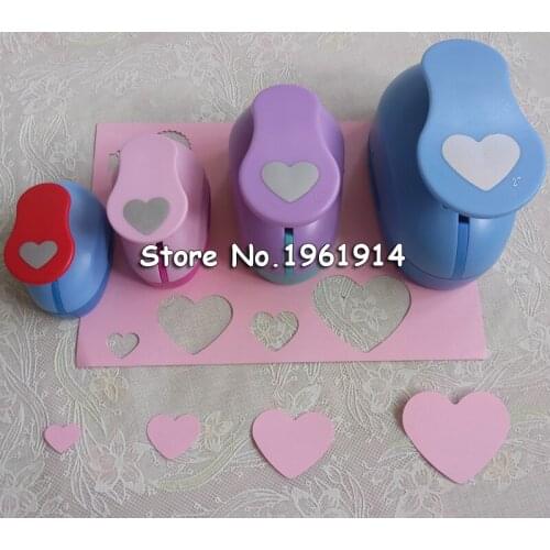 Free Shipping 4PCS (2",1.5",1",5/8") Heart craft punch set cortador de papel de scrapbook school paper foam Round Loving punches