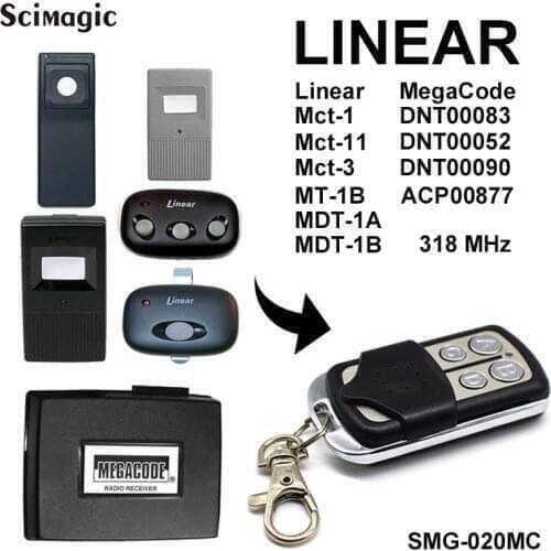 LINEAR MEGACODE Mct-1, Mct-11, Mct-3, MT-1B garage door transmitter 318mhz door command keychain