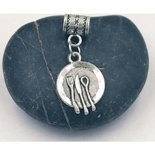 50 pcs Mixing knife & fork & spoon Dangle Bead for European Charm Bracelet Vintage Pendants Jewelry Accessories Making