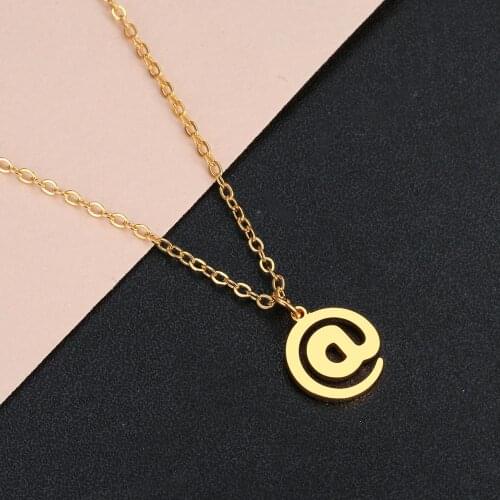 CHENGXUN Internet Symbol AT Letter Necklace Stainless Steel Necklace for Women Girls Email Sign Unique Hollow Design