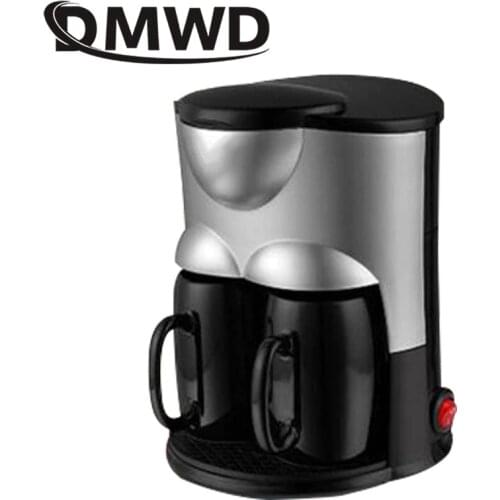 DMWD Electric Coffee Maker Household Mini Single Cup 300W DIY American Drip Black Coffee Machine Tea Bolier Cafe Pot EU US plug