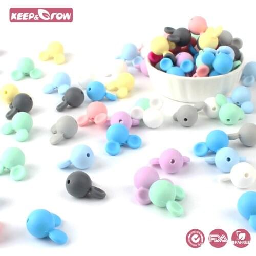 Keep&Grow 10pcs Mickey Baby Silicone Beads BPA Free Baby Teethers Food Grade Pearls Silicone Pacifier Pendant Baby Product