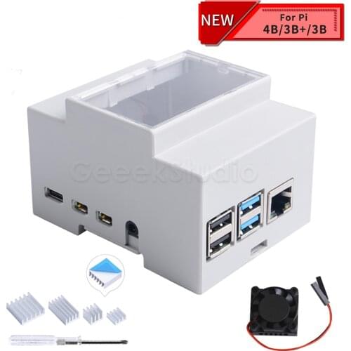 ABS Electrical Box Plastic Case for Raspberry Pi 4B / 3, with Heat Sinks Screw Driver for Raspberry Pi 4 / 3 B + / 3 B
