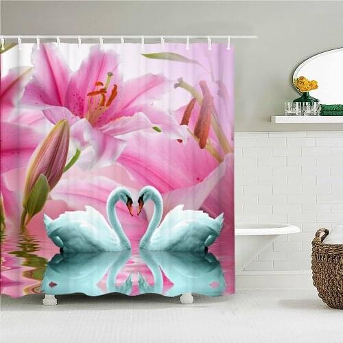 Beautiful Colorful Flower Floral Printed Shower Curtains Frabic Waterproof Polyester Decor Bath Curtain With Hooks 240x180cm