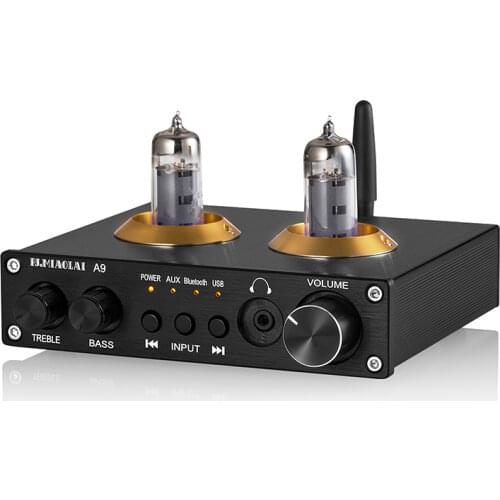 A9 Fever Level 6K4 Tube Amplifier Front Stage HiFi Bluetooth 5.0 Amplifier Front High and Low Bass Adjustment Multi-group Input