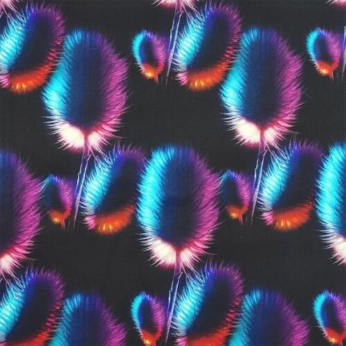 Beautiful Feather Cloth Back Bottom Cotton Fabric Colored Feathers Printing Patchwork Sewing Material Diy Shirt Clothing Dress