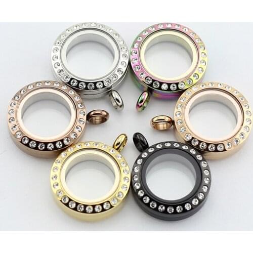 20mm/25mm/30mm/35mm Czech Crystals Magnetic Closure locket 316L stainless steel floating memory locket pendant (only locket)