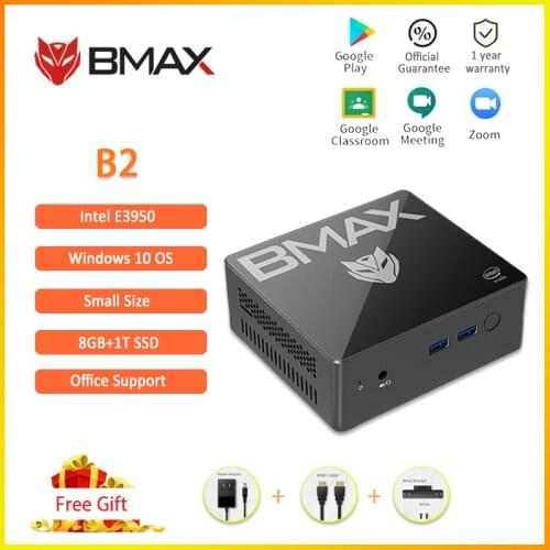 BMAX B2 Mini PC Intel Celeron N3450 Quad Core 8GB RAM 128GB ROM Windows 10 Desktop Computer HDMI USB-C