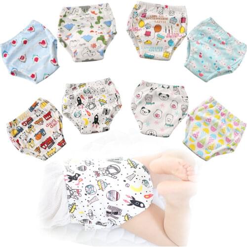 Reusable Baby Boys Girls Cotton Potty Training Pants Baby Washable Cloth Diaper Nappy Underwear Learning Pants 6 Layers Panties