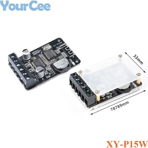 XY-P15W Bluetooth 5.0 Stereo Power Amplifier Board Module 10W/15W/20W 12V/24V High Power Digital Amplifier Module with Shell